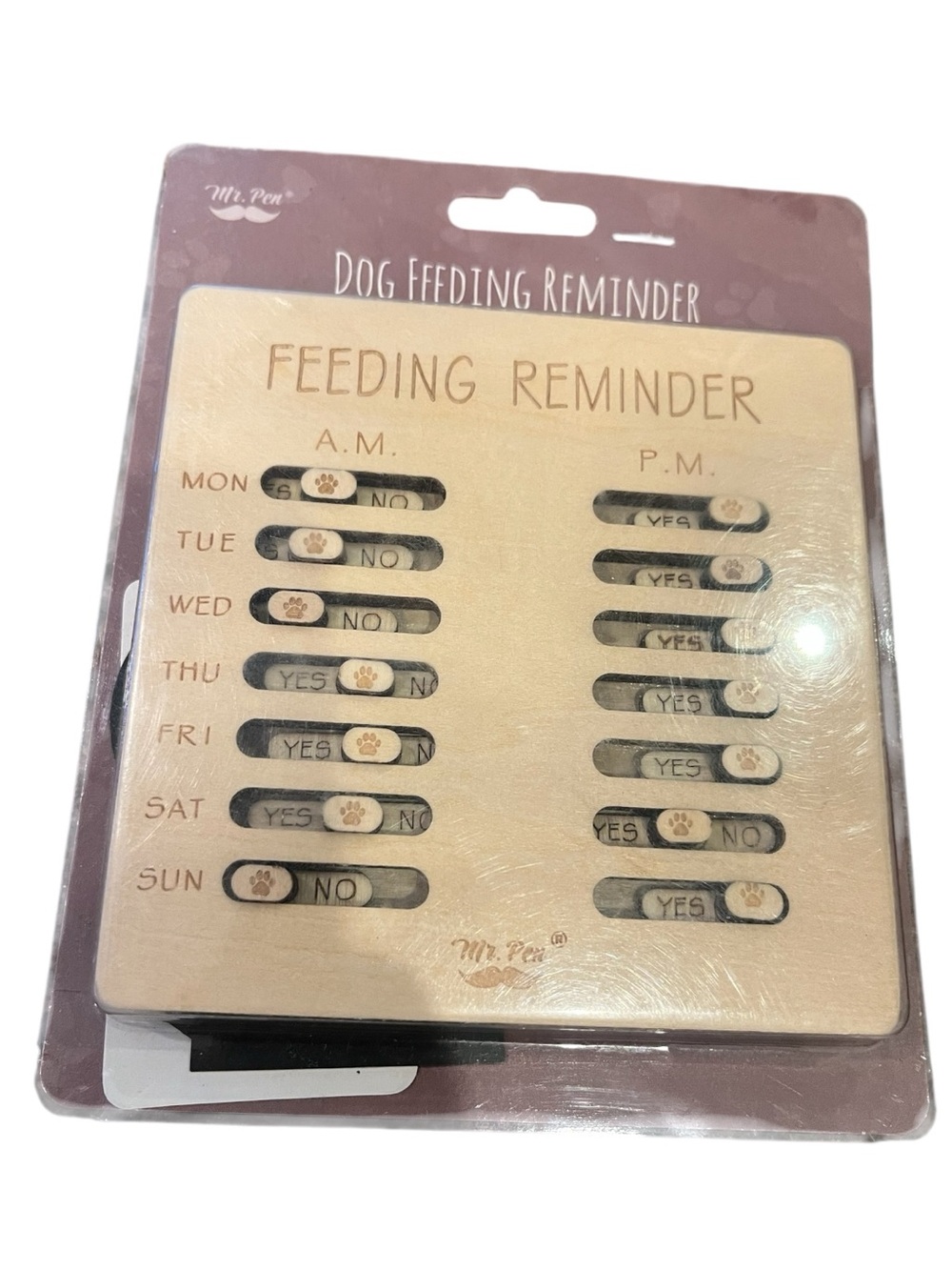 Beige Wooden Dog Feeding Reminder Board